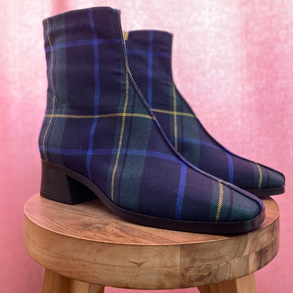 SOLD ——  Suzanne Rae Plaid Ankle Welt Boot
